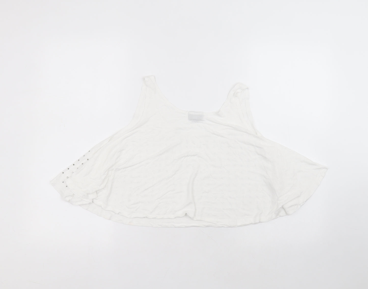 Topshop Womens White  Viscose Basic Blouse Size S Round Neck