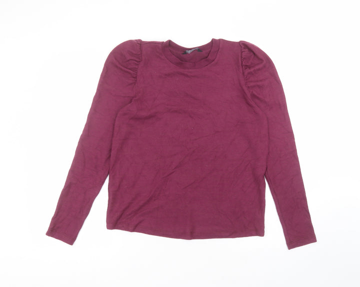 F&F Womens Purple Viscose Basic T-Shirt Size 10 Round Neck