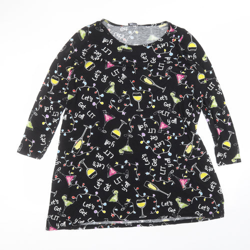 Studio Womens Black  Viscose A-Line  Size 16  Round Neck