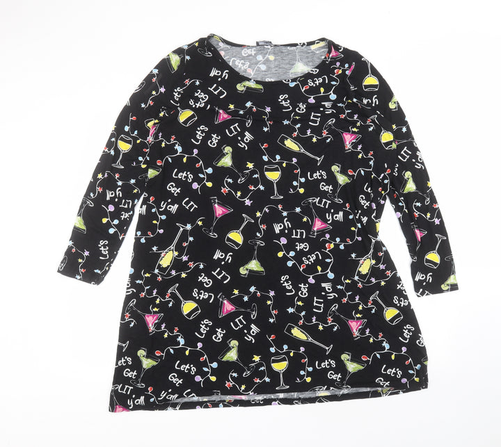 Studio Womens Black Viscose A-Line Size 16 Round Neck