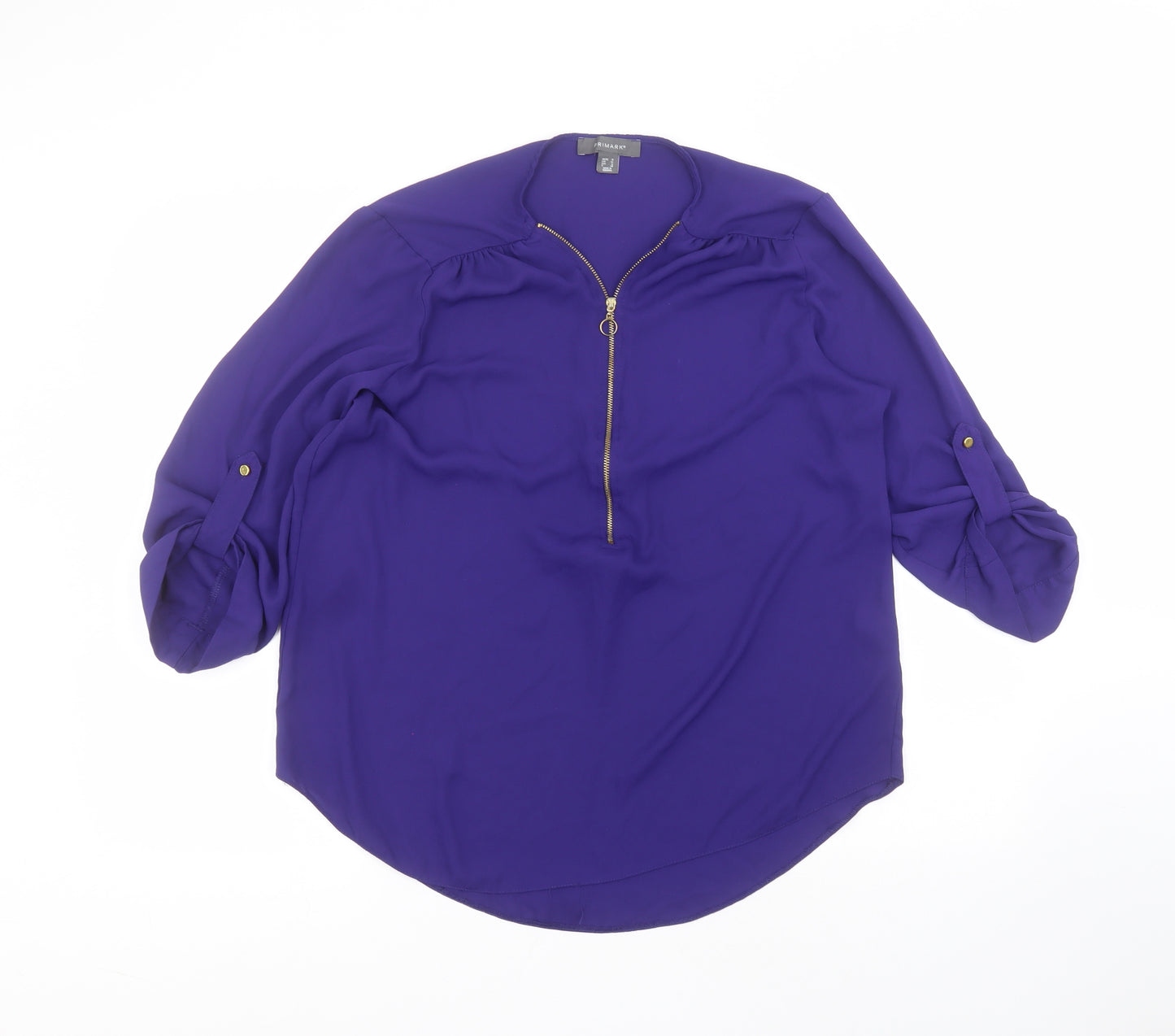 Primark Womens Purple  Polyester Basic Blouse Size 16 Round Neck