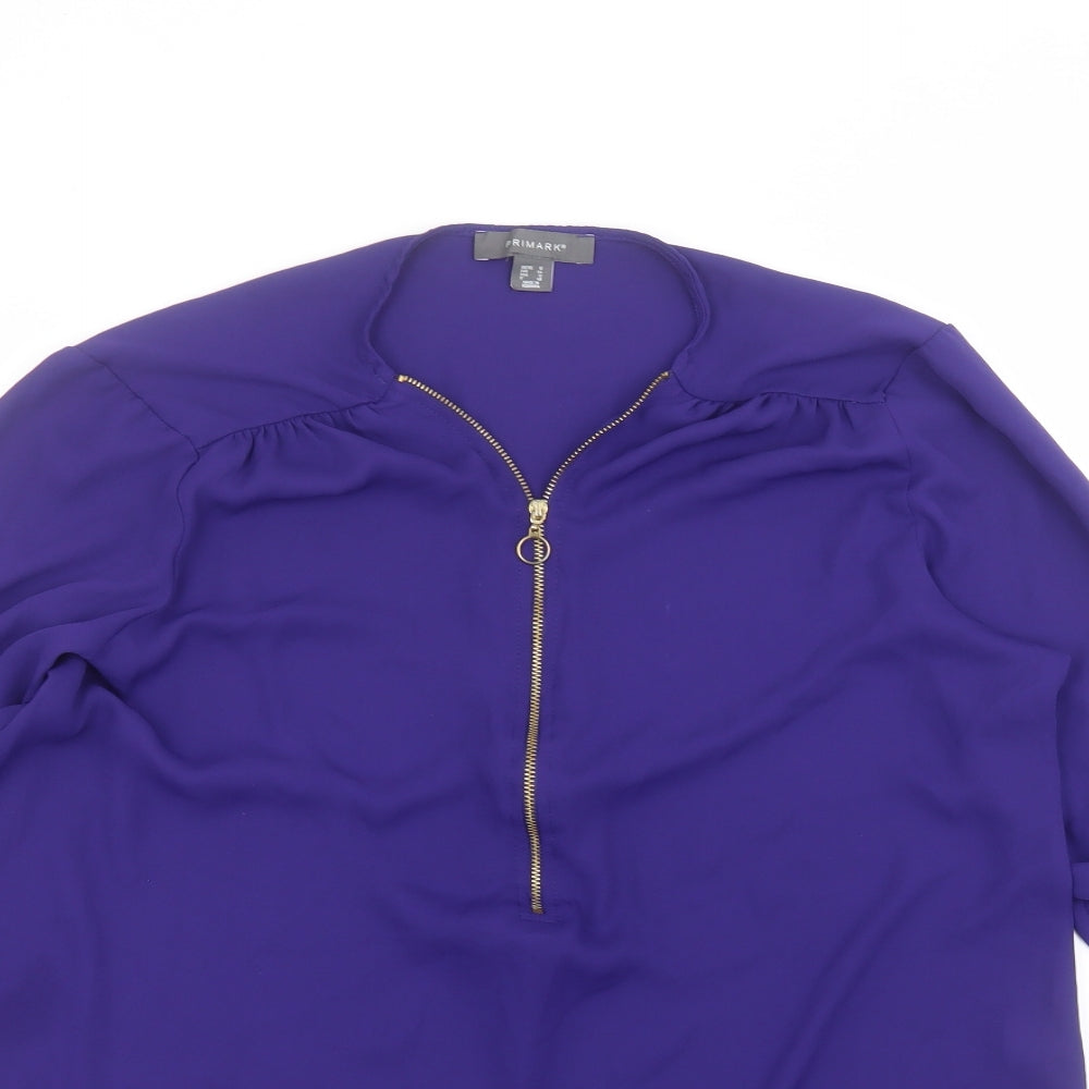 Primark Womens Purple  Polyester Basic Blouse Size 16 Round Neck