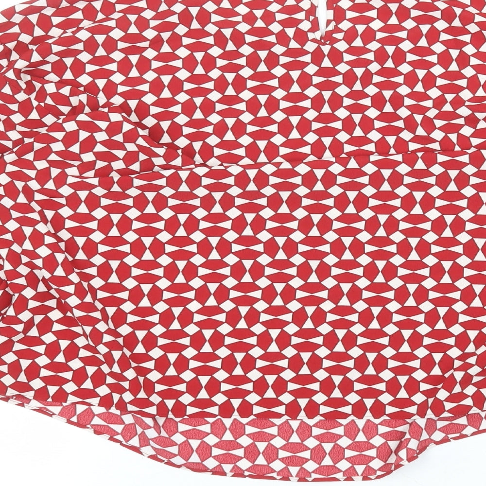 Primark Womens Red  Polyester Basic Blouse Size 14 Round Neck