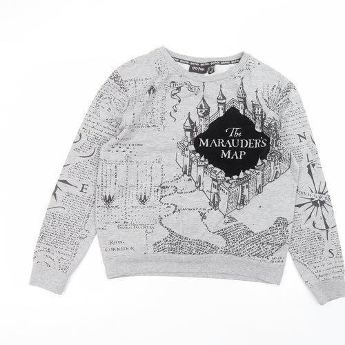 Primark Womens Grey Round Neck  Cotton Pullover Jumper Size M   - harry potter