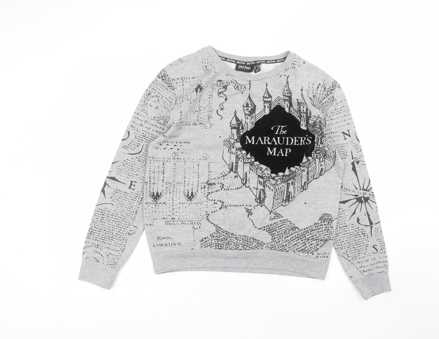 Primark Womens Grey Round Neck  Cotton Pullover Jumper Size M   - harry potter