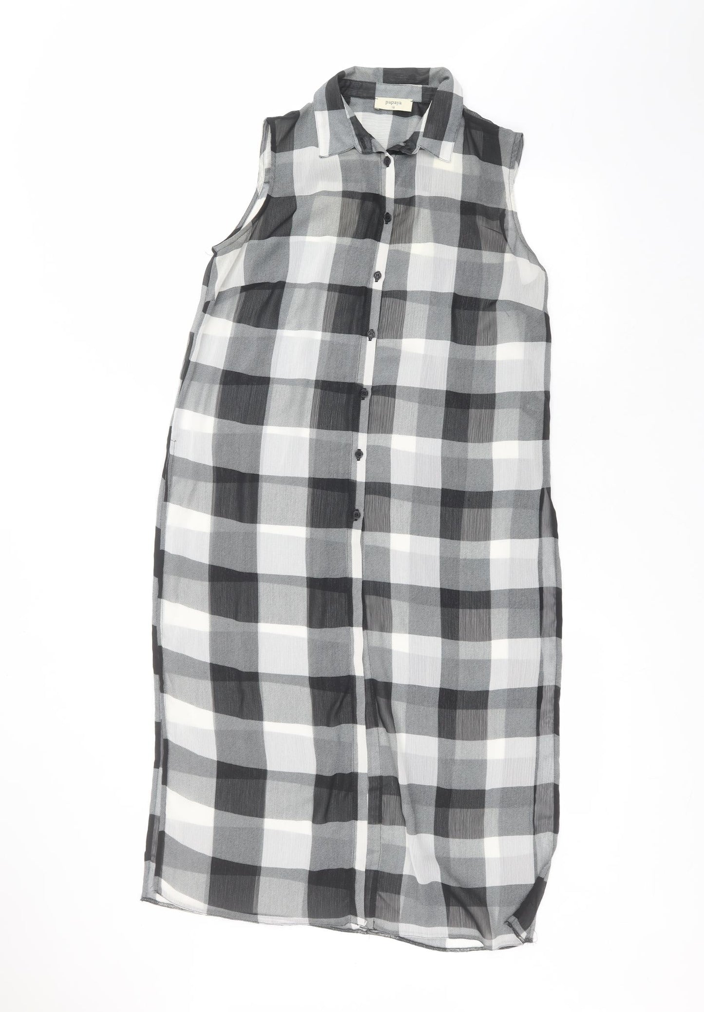 Matalan Womens Black  Polyester Basic Button-Up Size 10 Collared