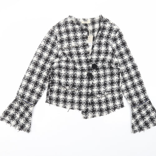 Y.two Womens White Round Neck  Viscose Cardigan Jumper Size M