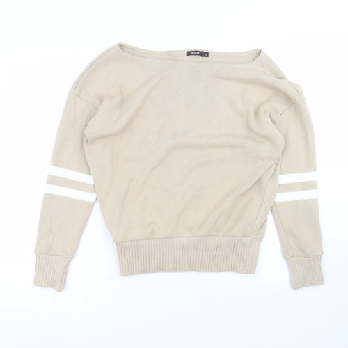 MISSAP Womens Beige Roll Neck  Acrylic Pullover Jumper Size M