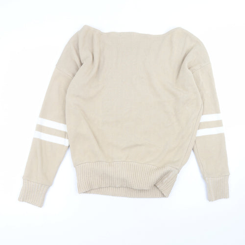 MISSAP Womens Beige Roll Neck  Acrylic Pullover Jumper Size M