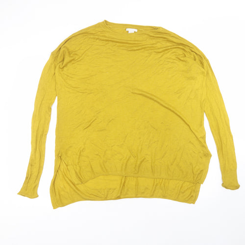 H&M Womens Yellow  Acrylic Basic T-Shirt Size S Round Neck