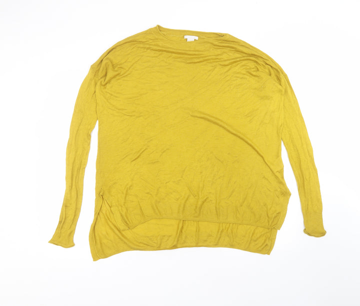 H&M Womens Yellow  Acrylic Basic T-Shirt Size S Round Neck