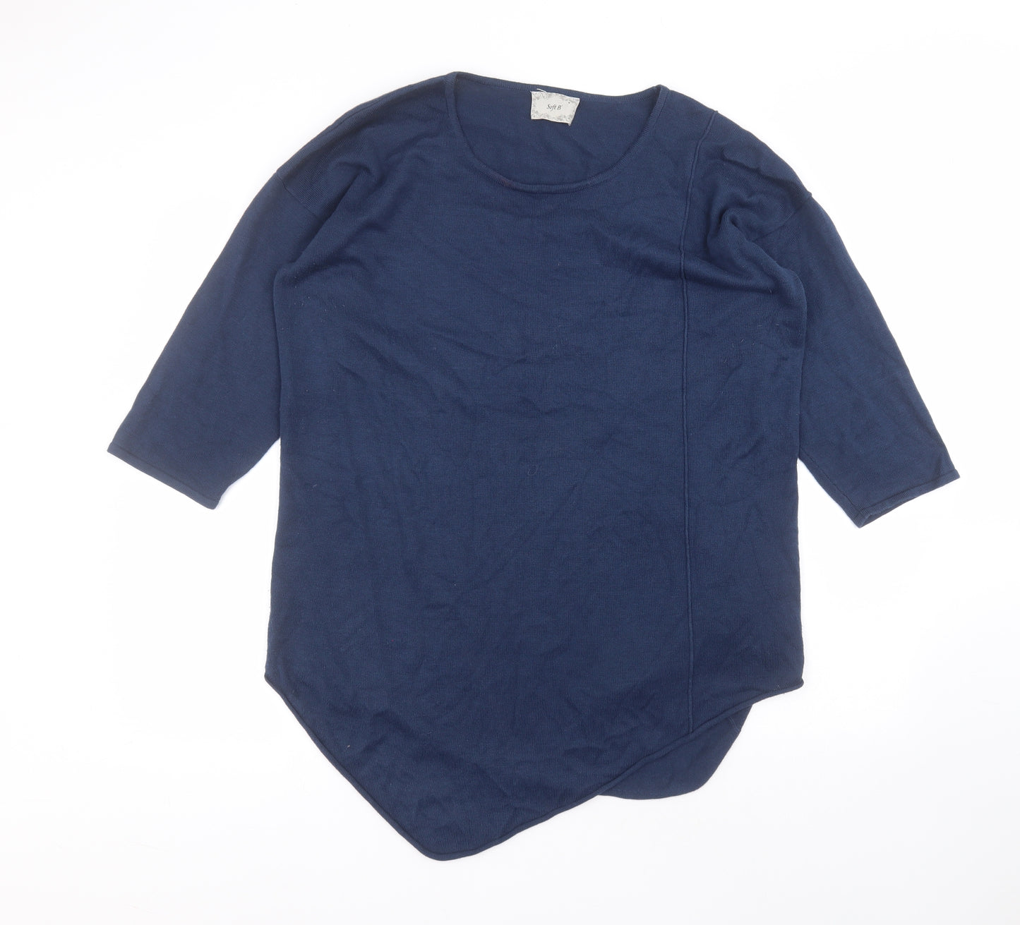 soft B Womens Blue  Acrylic Basic T-Shirt Size M Round Neck