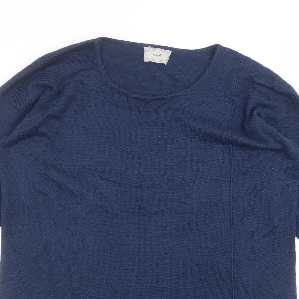soft B Womens Blue  Acrylic Basic T-Shirt Size M Round Neck