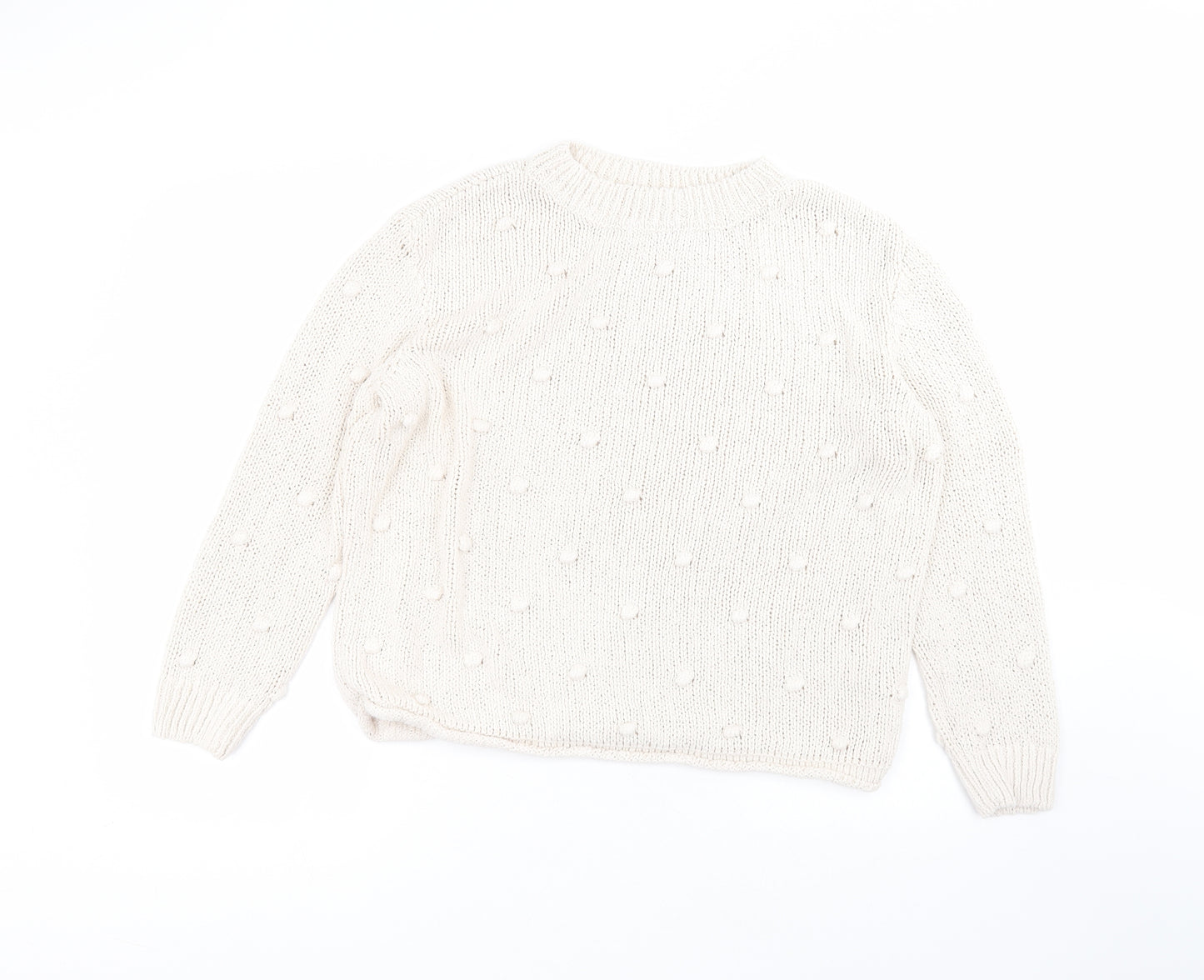 TU Womens White Round Neck  Cotton Pullover Jumper Size 16