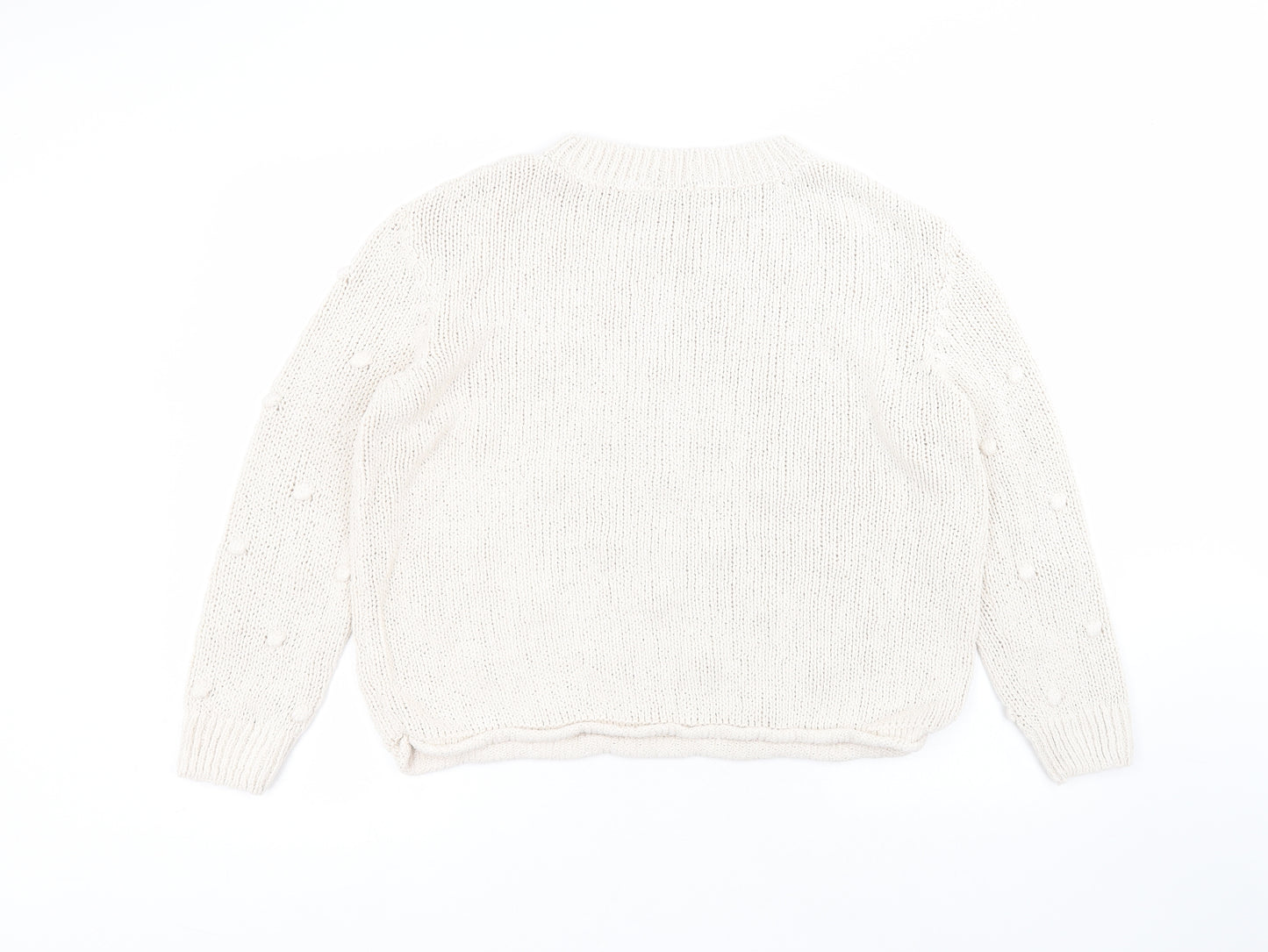 TU Womens White Round Neck  Cotton Pullover Jumper Size 16