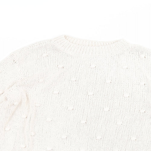 TU Womens White Round Neck  Cotton Pullover Jumper Size 16