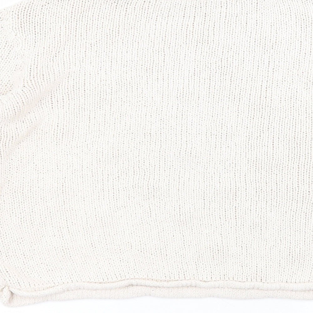 TU Womens White Round Neck  Cotton Pullover Jumper Size 16