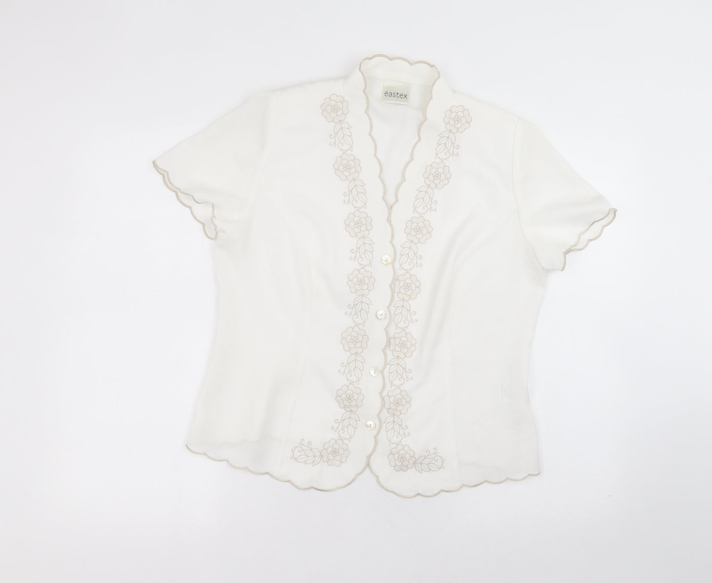 Eastex Womens White V-Neck  Polyester Cardigan Jumper Size 12