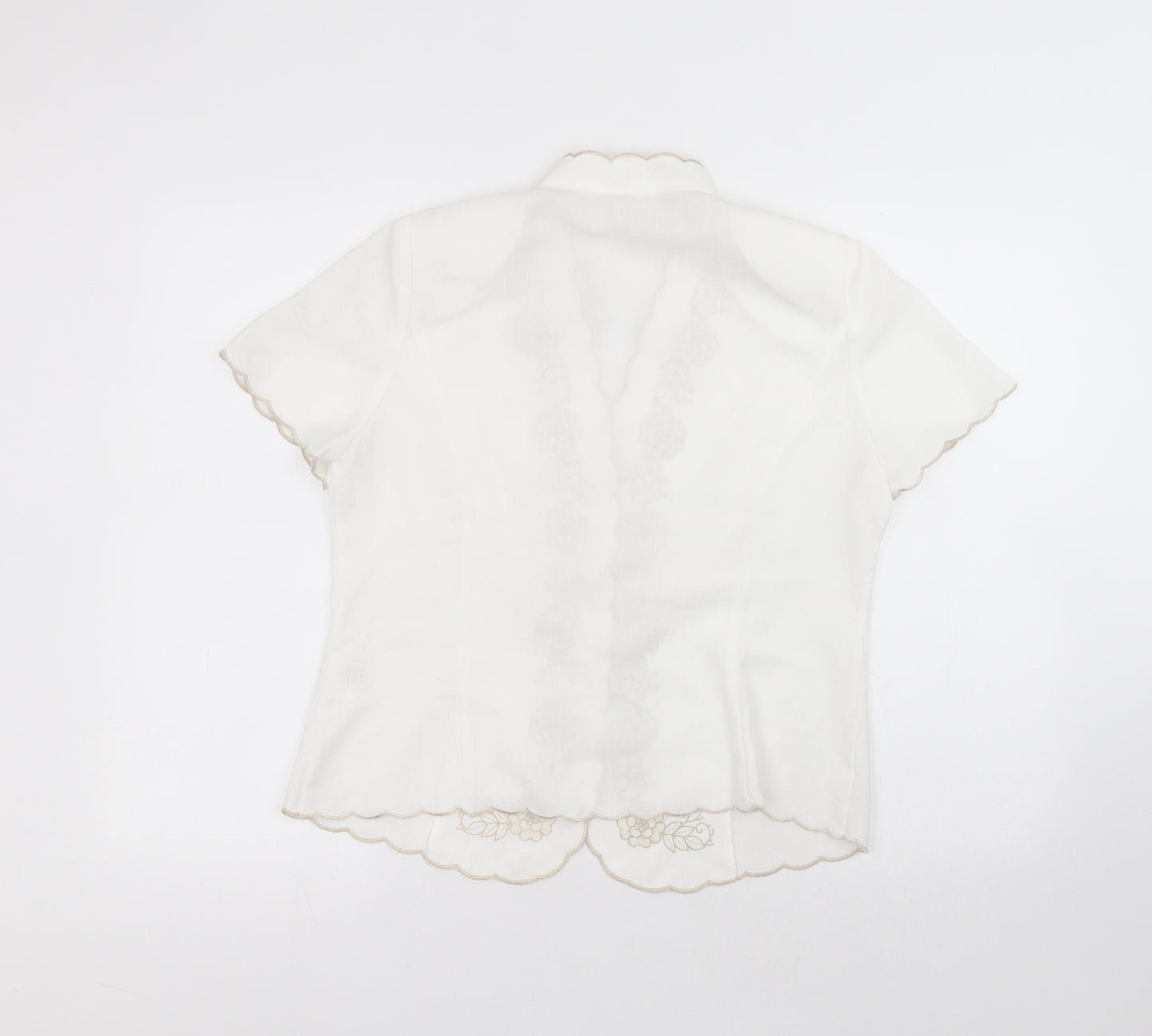 Eastex Womens White V-Neck  Polyester Cardigan Jumper Size 12
