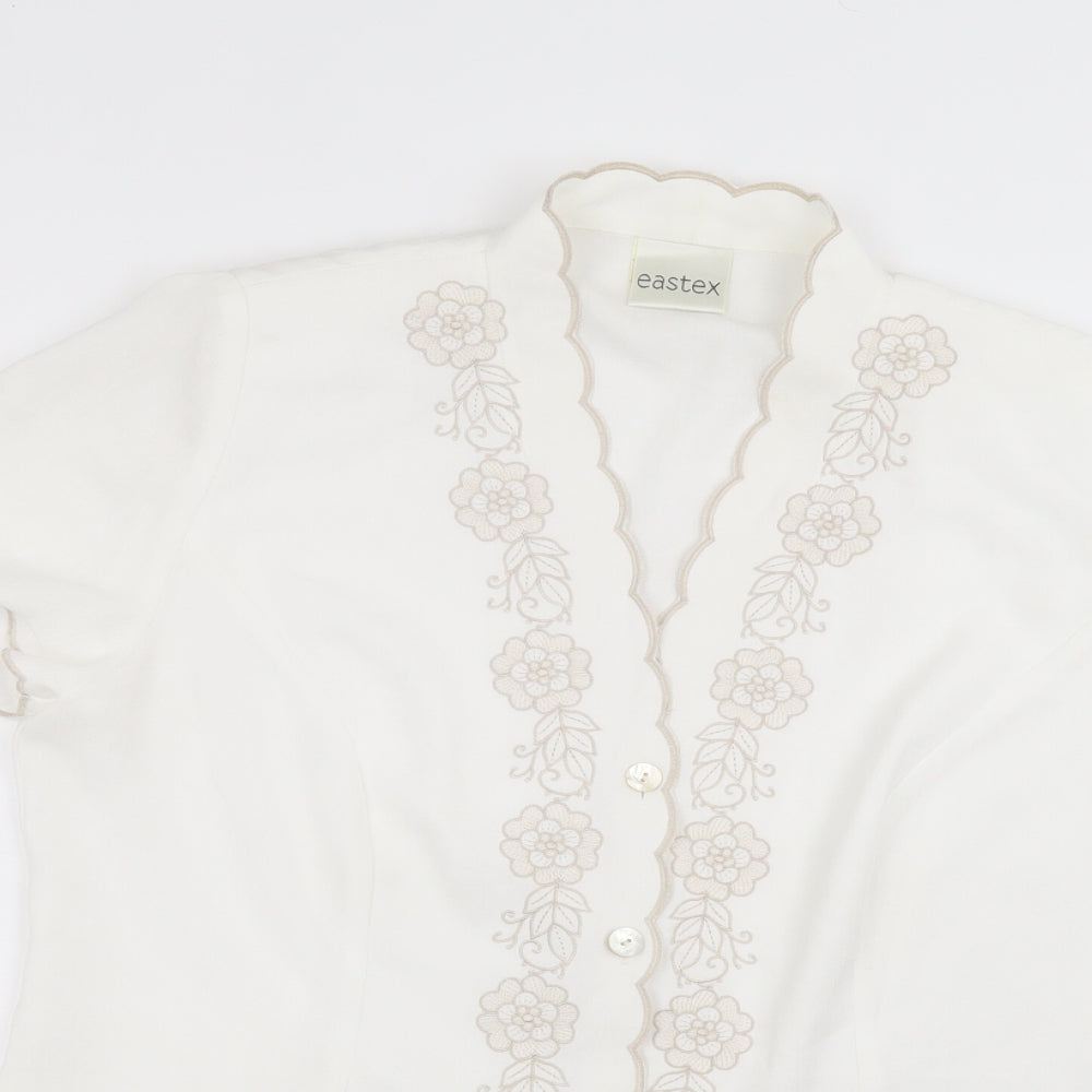 Eastex Womens White V-Neck  Polyester Cardigan Jumper Size 12