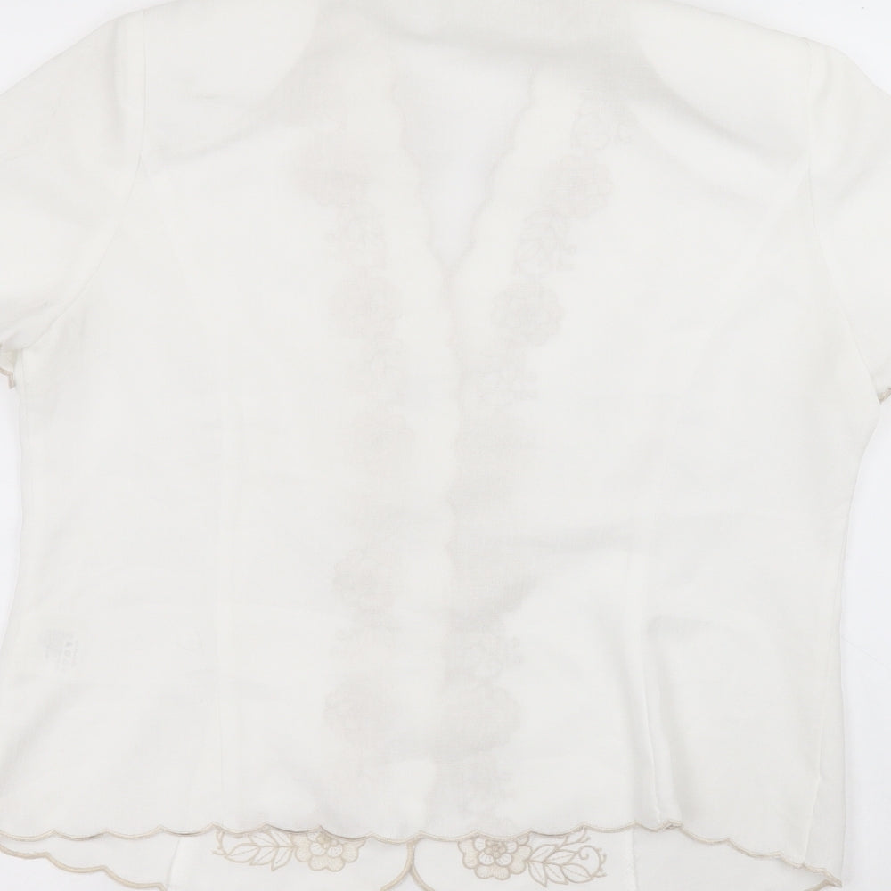 Eastex Womens White V-Neck  Polyester Cardigan Jumper Size 12