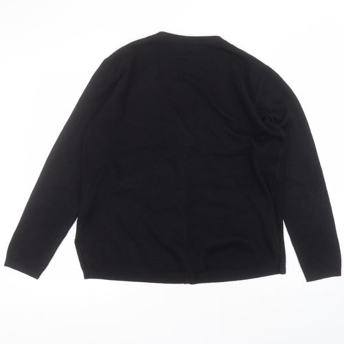 E&D Womens Black V-Neck  Acrylic Cardigan Jumper Size M