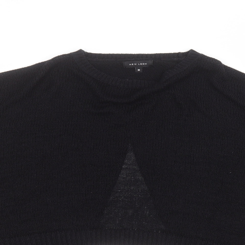New Look Womens Black Round Neck  Acrylic Pullover Jumper Size M