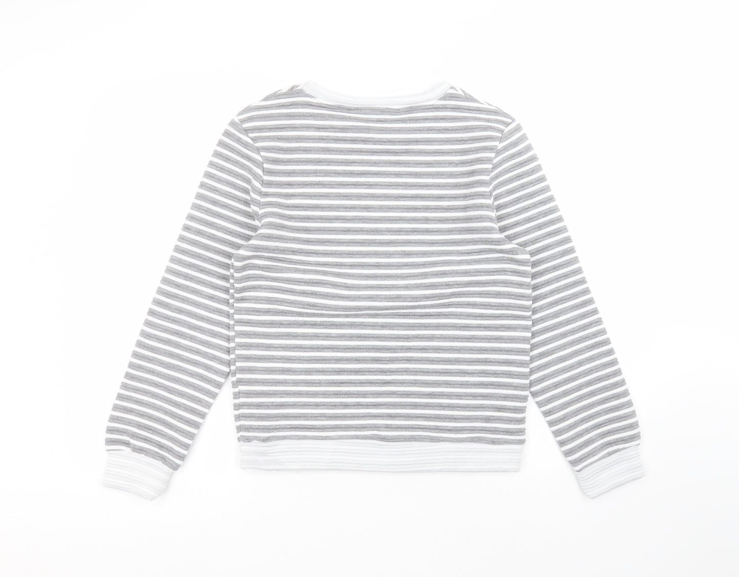 Atmosphere Womens Grey Round Neck Striped Polyester Pullover Jumper Size 6