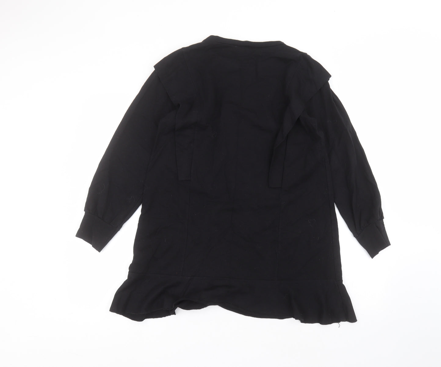 Boohoo Womens Black  Cotton Basic Blouse Size 10 Round Neck