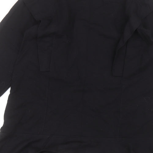 Boohoo Womens Black  Cotton Basic Blouse Size 10 Round Neck