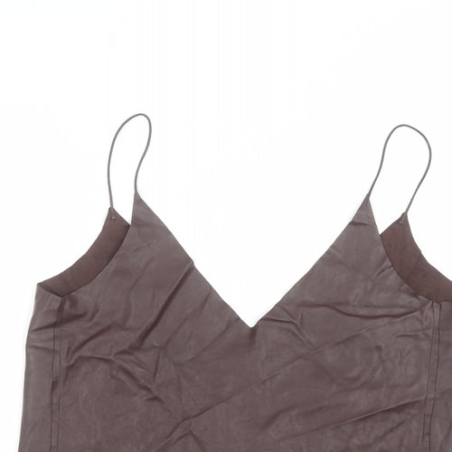 Zara Womens Brown  Polyester Basic Blouse Size S V-Neck