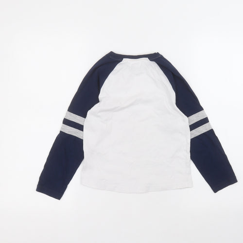 Marks and Spencer Boys White  Cotton Basic T-Shirt Size 6-7 Years Round Neck