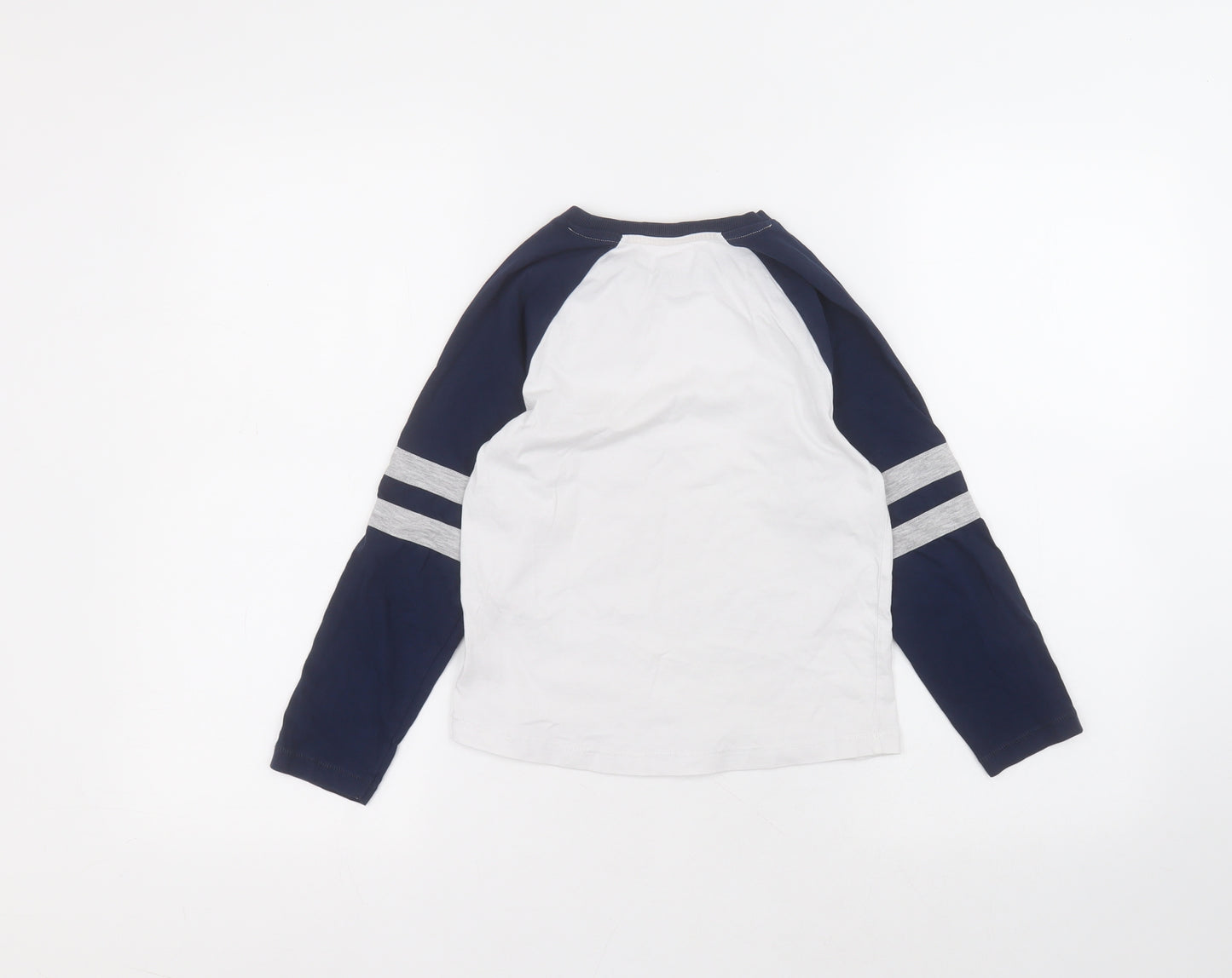 Marks and Spencer Boys White  Cotton Basic T-Shirt Size 6-7 Years Round Neck