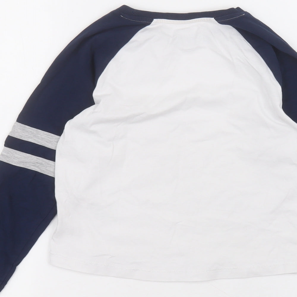 Marks and Spencer Boys White  Cotton Basic T-Shirt Size 6-7 Years Round Neck