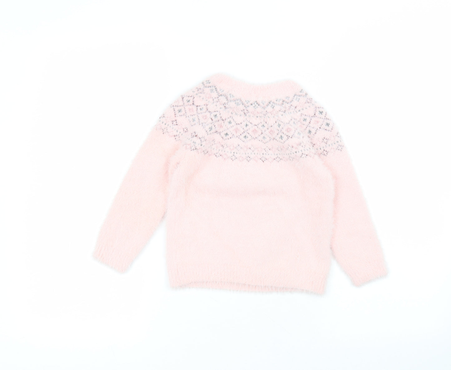 Primark Girls Pink Round Neck  Polyamide Pullover Jumper Size 5-6 Years