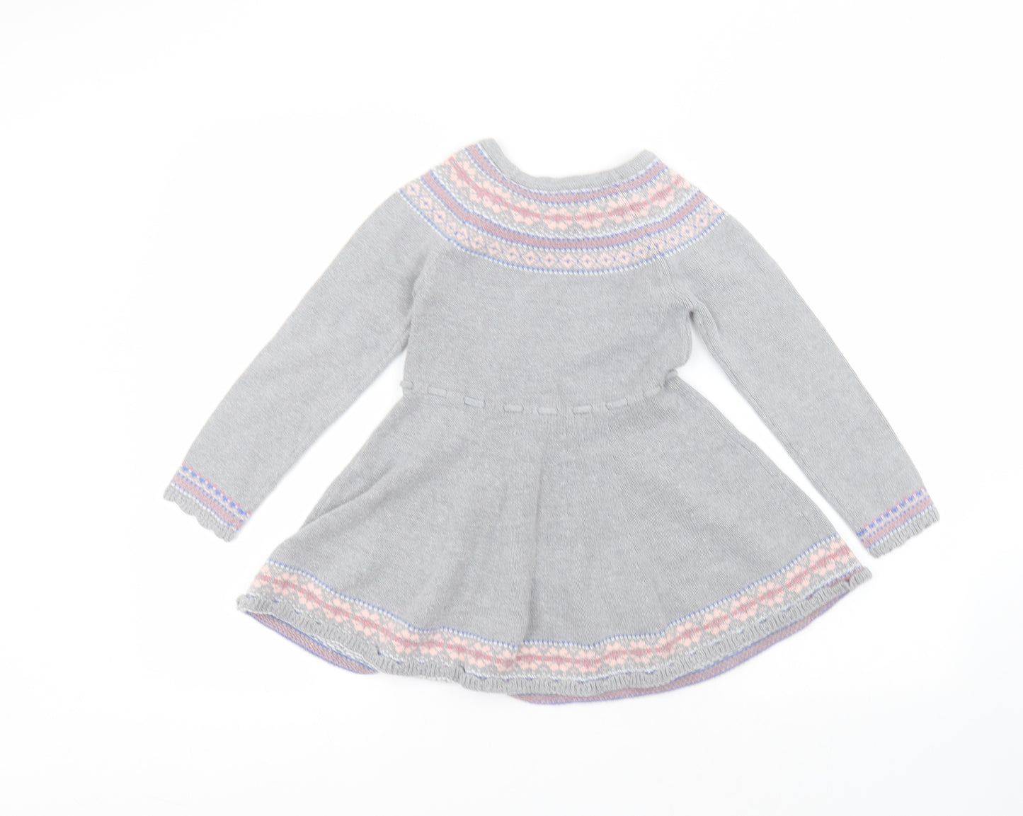 NULA BUG Girls Grey  Cotton A-Line  Size 5-6 Years  Round Neck