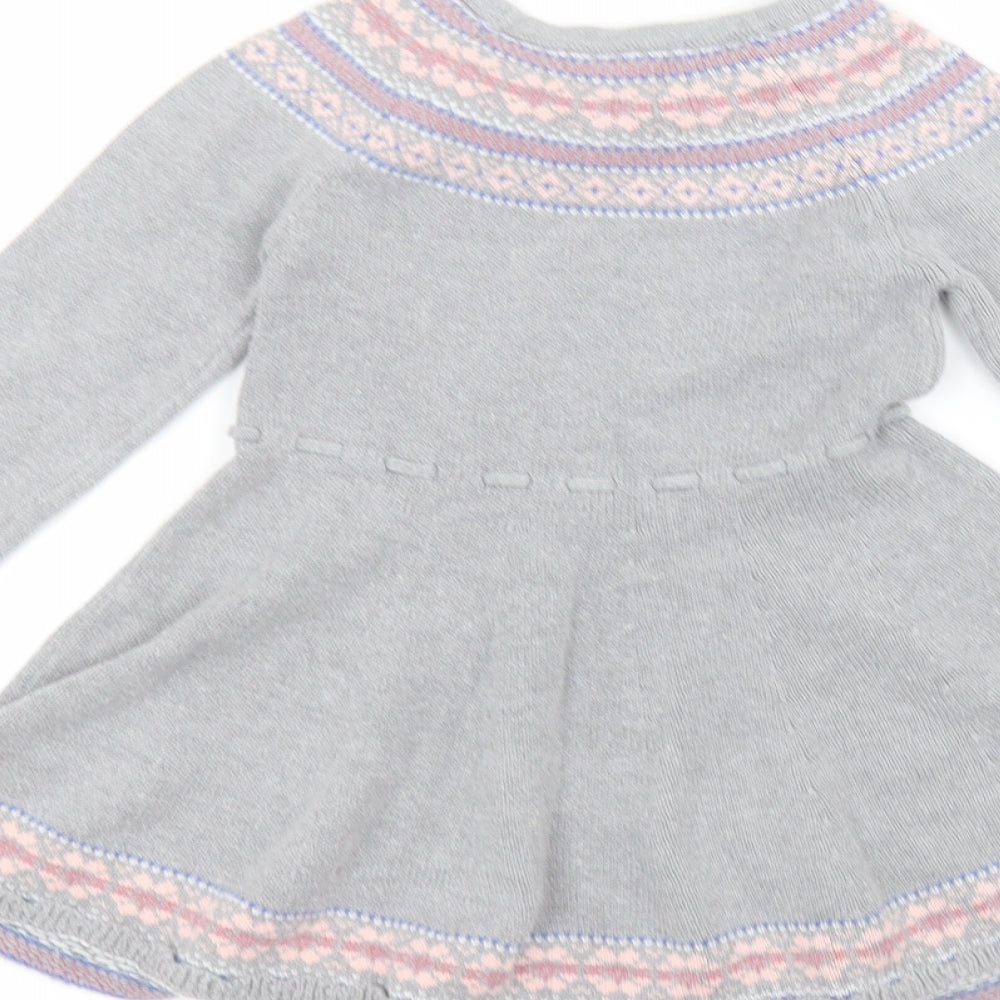 NULA BUG Girls Grey  Cotton A-Line  Size 5-6 Years  Round Neck