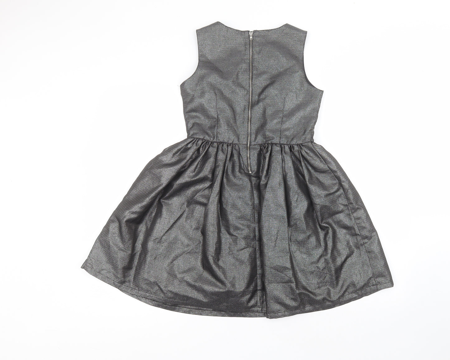 H&M Girls Silver  Polyester A-Line  Size 10-11 Years  Round Neck