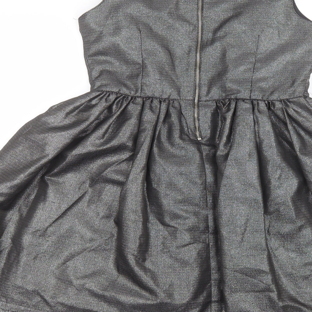 H&M Girls Silver  Polyester A-Line  Size 10-11 Years  Round Neck