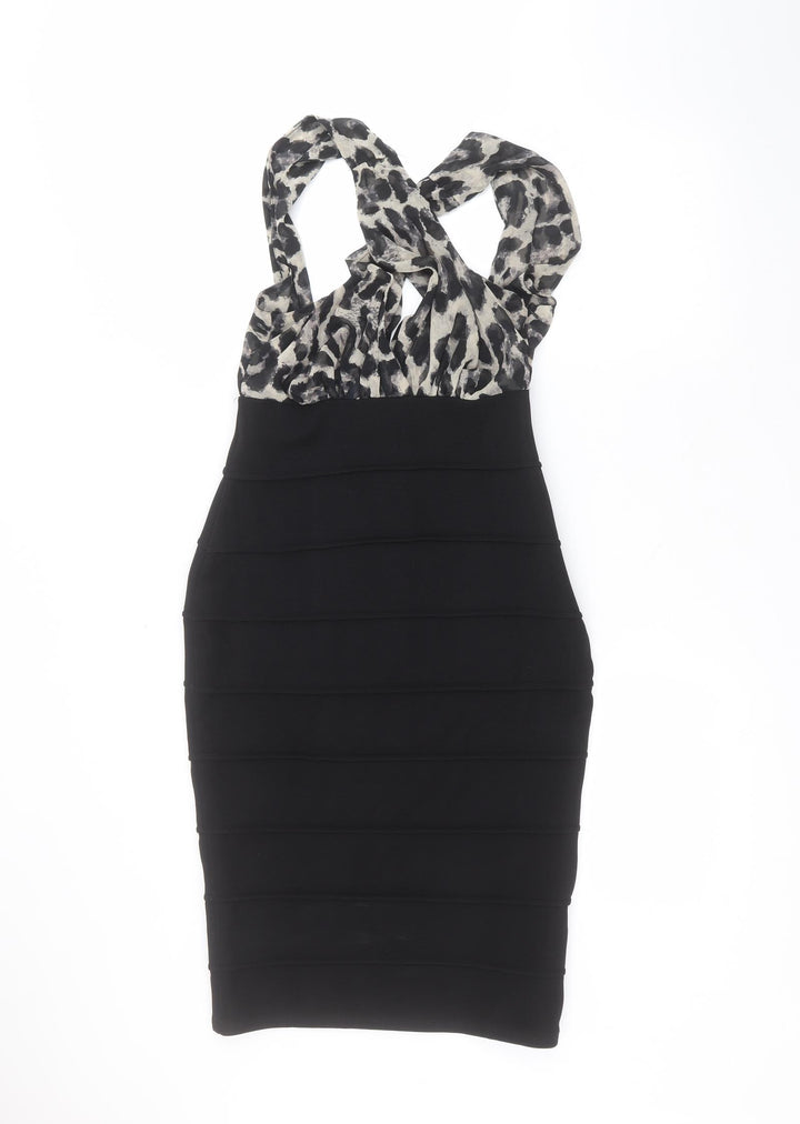 River Island Womens Black  Polyester Pencil Dress  Size 10  Round Neck