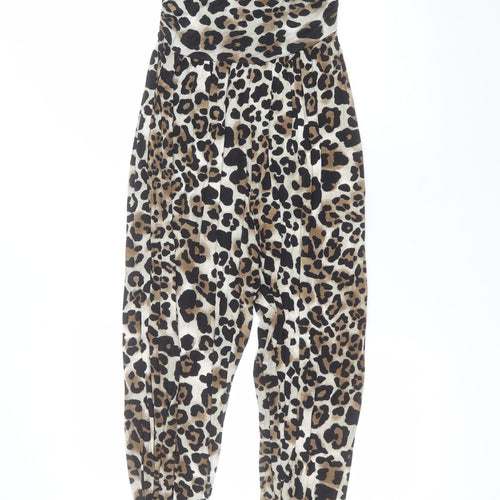 New Look Womens Brown Animal Print Polyester Jumpsuit One-Piece Size 10