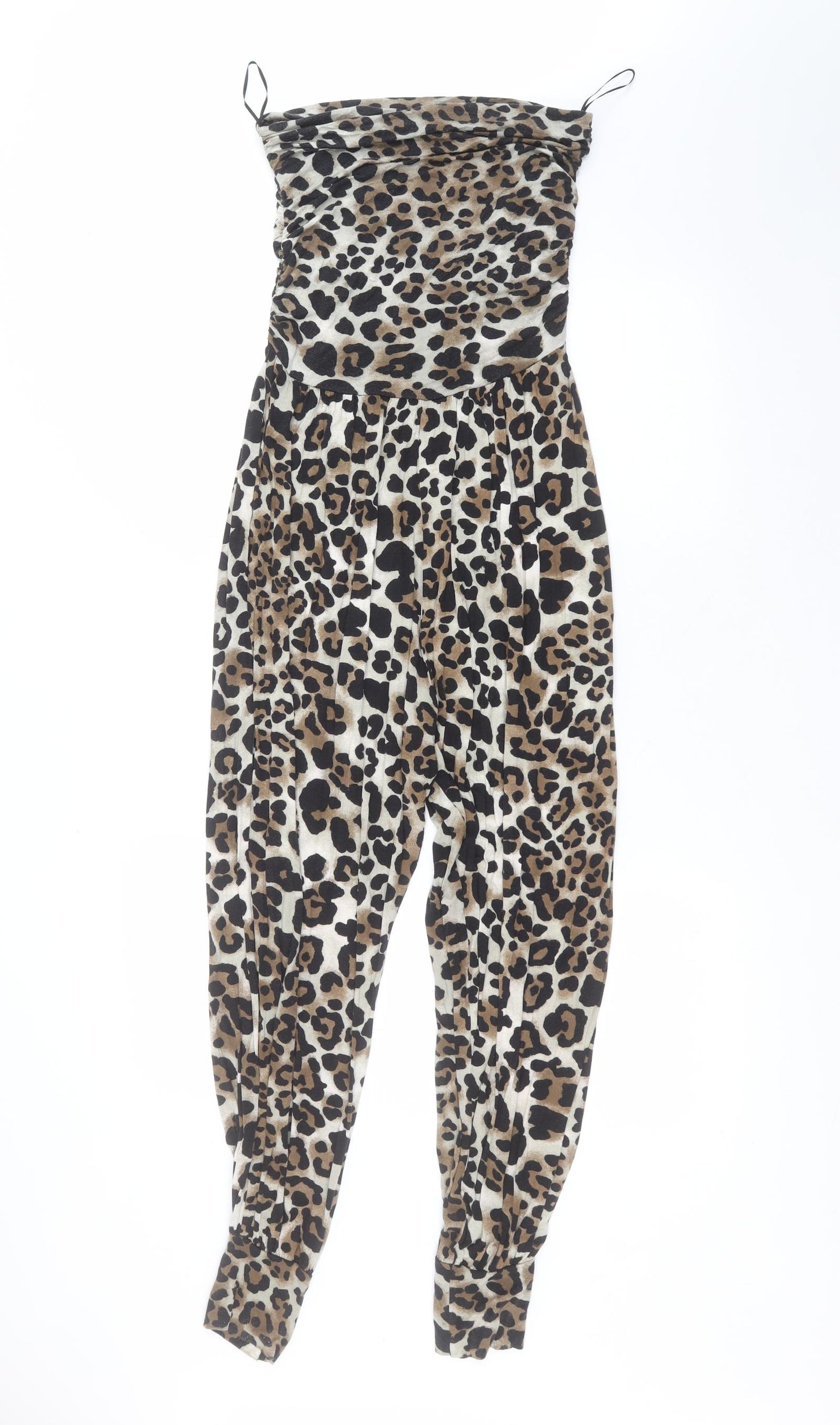 New Look Womens Brown Animal Print Polyester Jumpsuit One-Piece Size 10