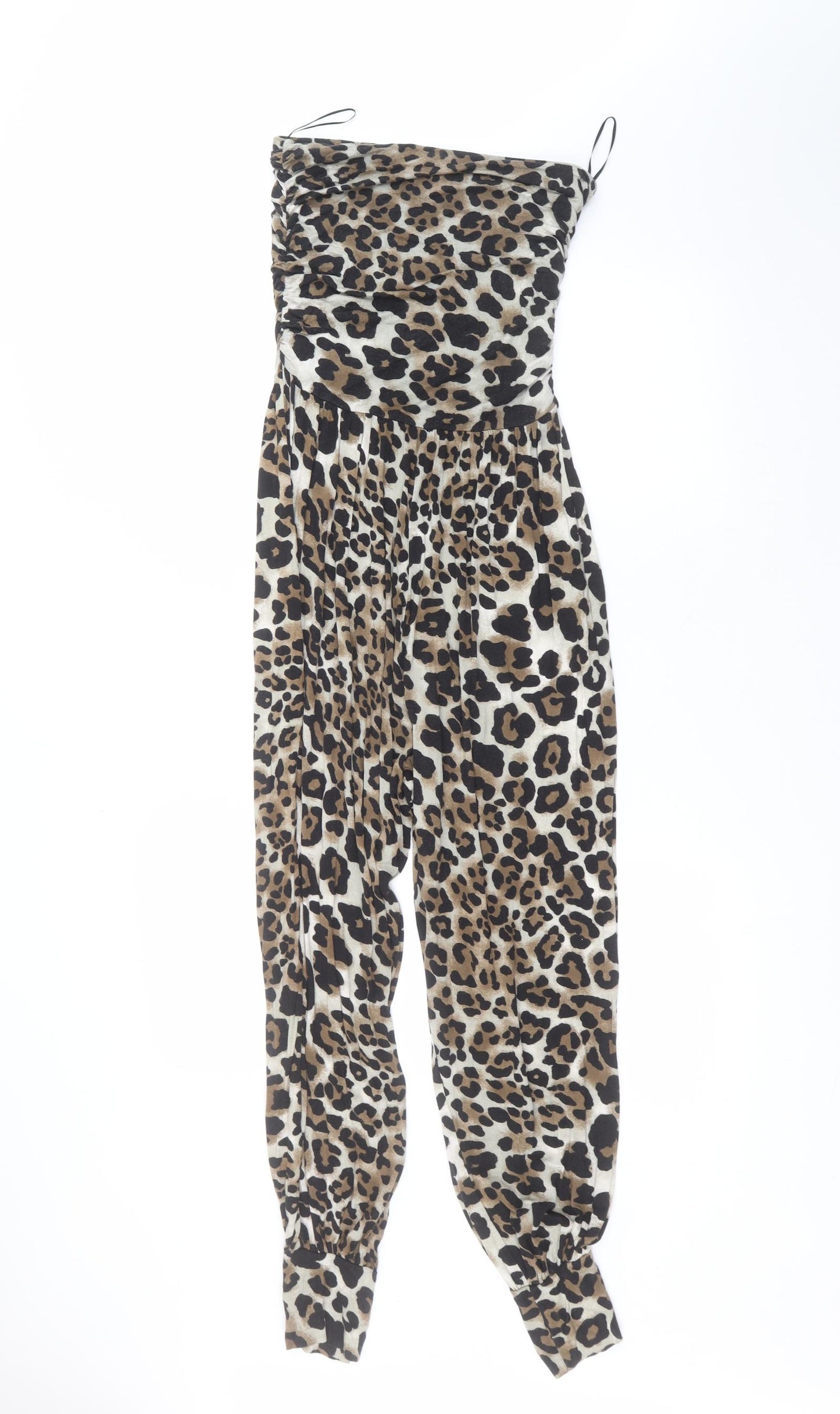 New Look Womens Brown Animal Print Polyester Jumpsuit One-Piece Size 10