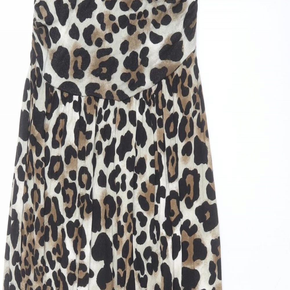 New Look Womens Brown Animal Print Polyester Jumpsuit One-Piece Size 10