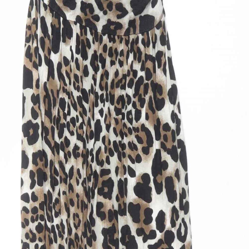 New Look Womens Brown Animal Print Polyester Jumpsuit One-Piece Size 10