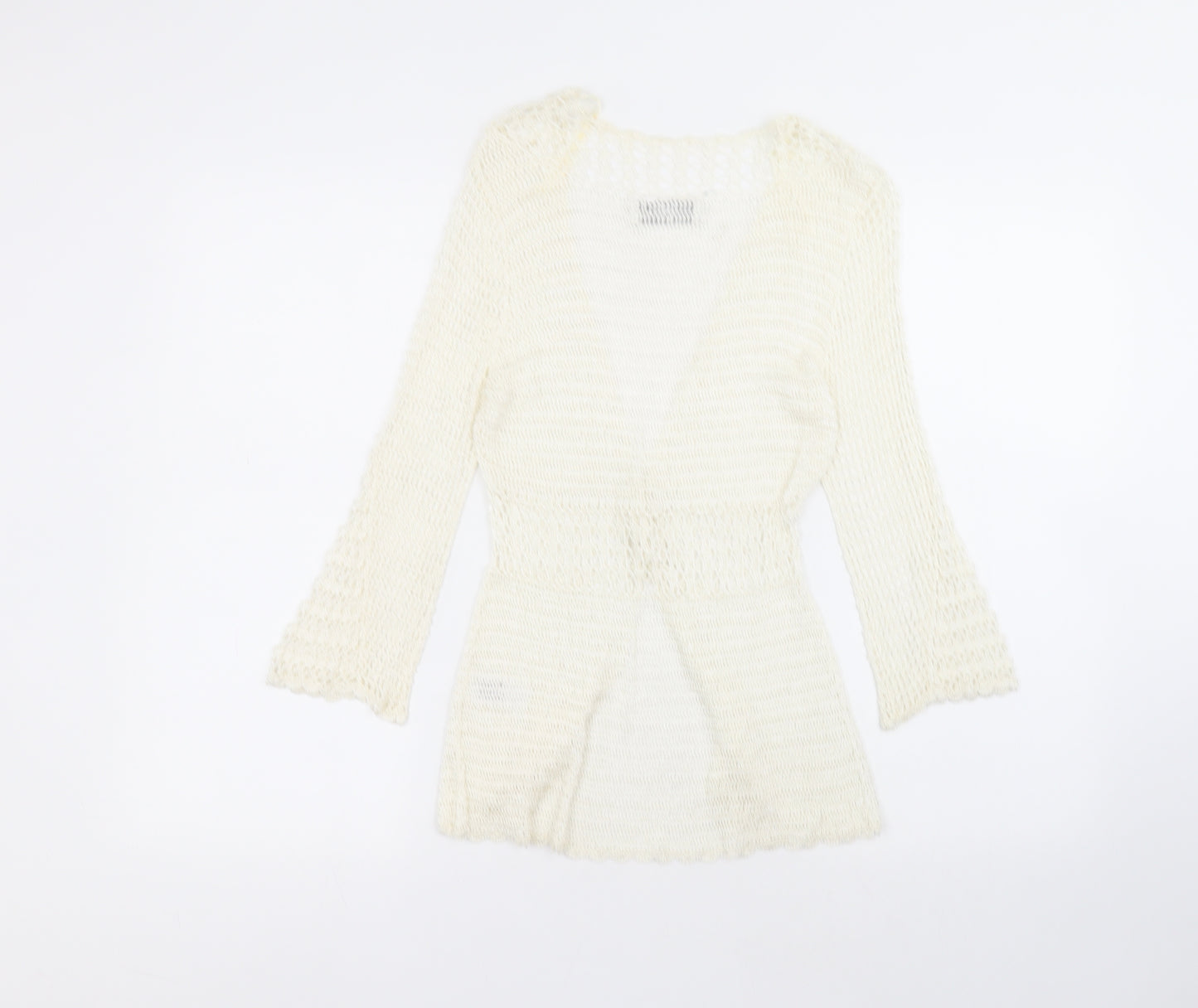 Wallis Womens White V-Neck  Viscose Cardigan Jumper Size S