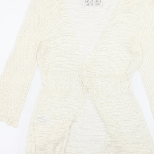 Wallis Womens White V-Neck  Viscose Cardigan Jumper Size S
