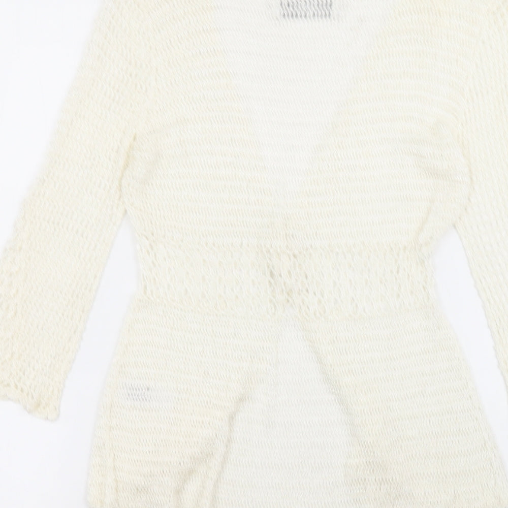 Wallis Womens White V-Neck  Viscose Cardigan Jumper Size S