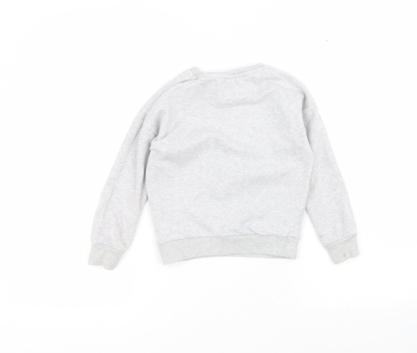 F&F Girls Grey Round Neck  Cotton Pullover Jumper Size 5-6 Years