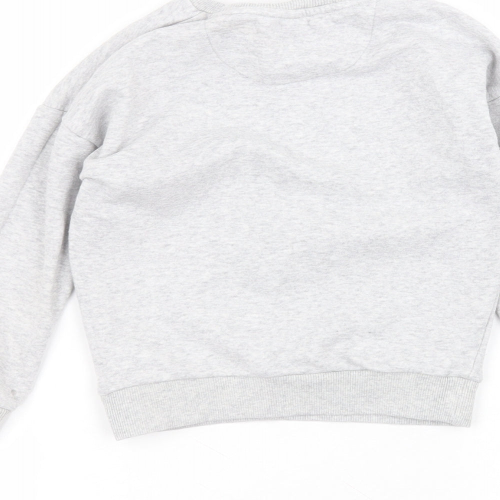 F&F Girls Grey Round Neck  Cotton Pullover Jumper Size 5-6 Years